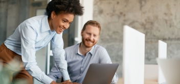 businesswoman using laptop