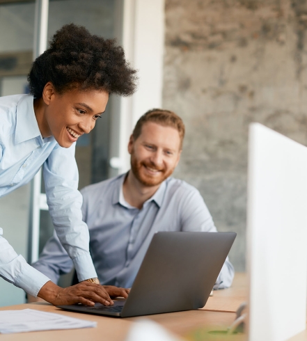 businesswoman using laptop