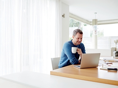 Man-Work from home-Laptop-AMP
