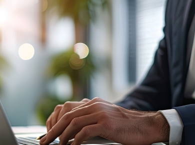 Image-closeup-businessman-working-laptop-computer-wooden-desk-modern-office