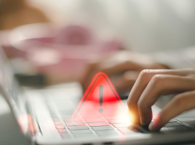 Image-computer-notification-error-maintenance-concept-programmer-developer-using-computer-laptop-with-triangle-warning-exclamation-red-sign-trouble-caution