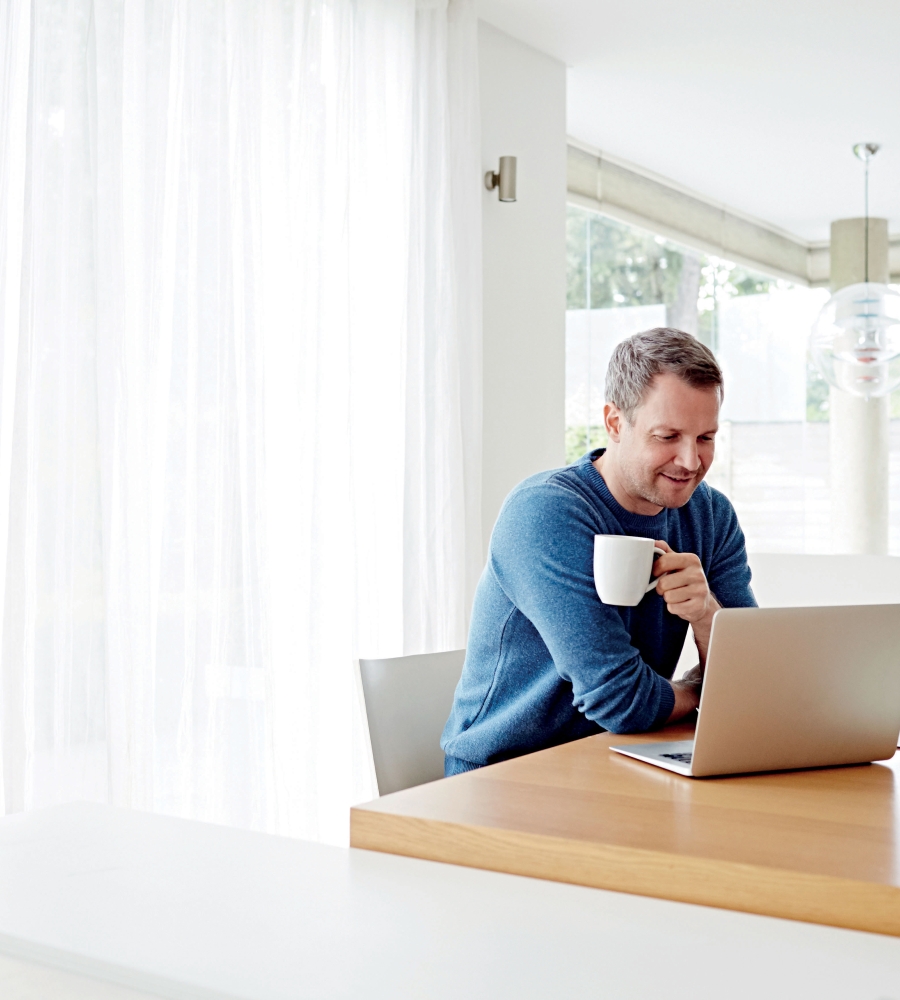 Man-Work from home-Laptop-AMP
